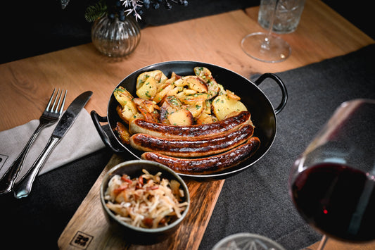 Bratwürstel mit Röstkartoffel