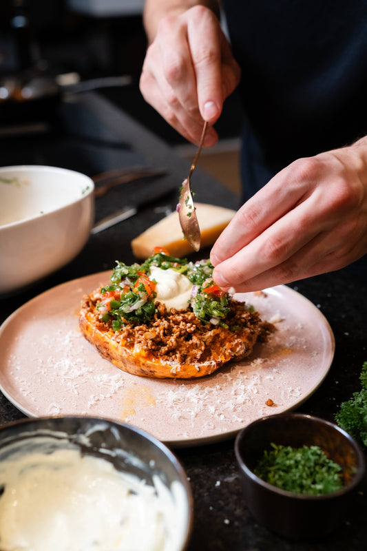 High-Protein gefüllte Süßkartoffel