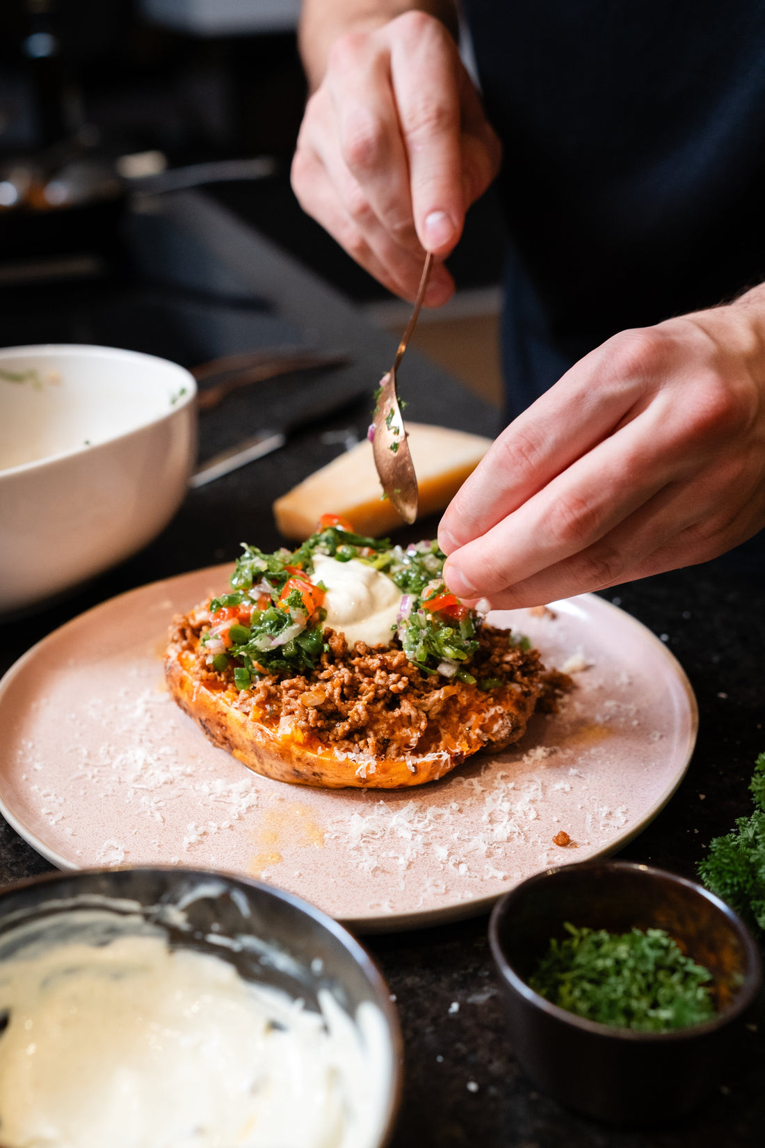 High-Protein gefüllte Süßkartoffel
